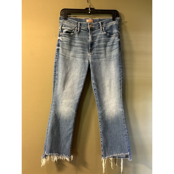 MOTHER Jeans Petite"Lil" Insider Crop Step Fray Out Of The Blue Sz29 29x23 - Picture 1 of 10